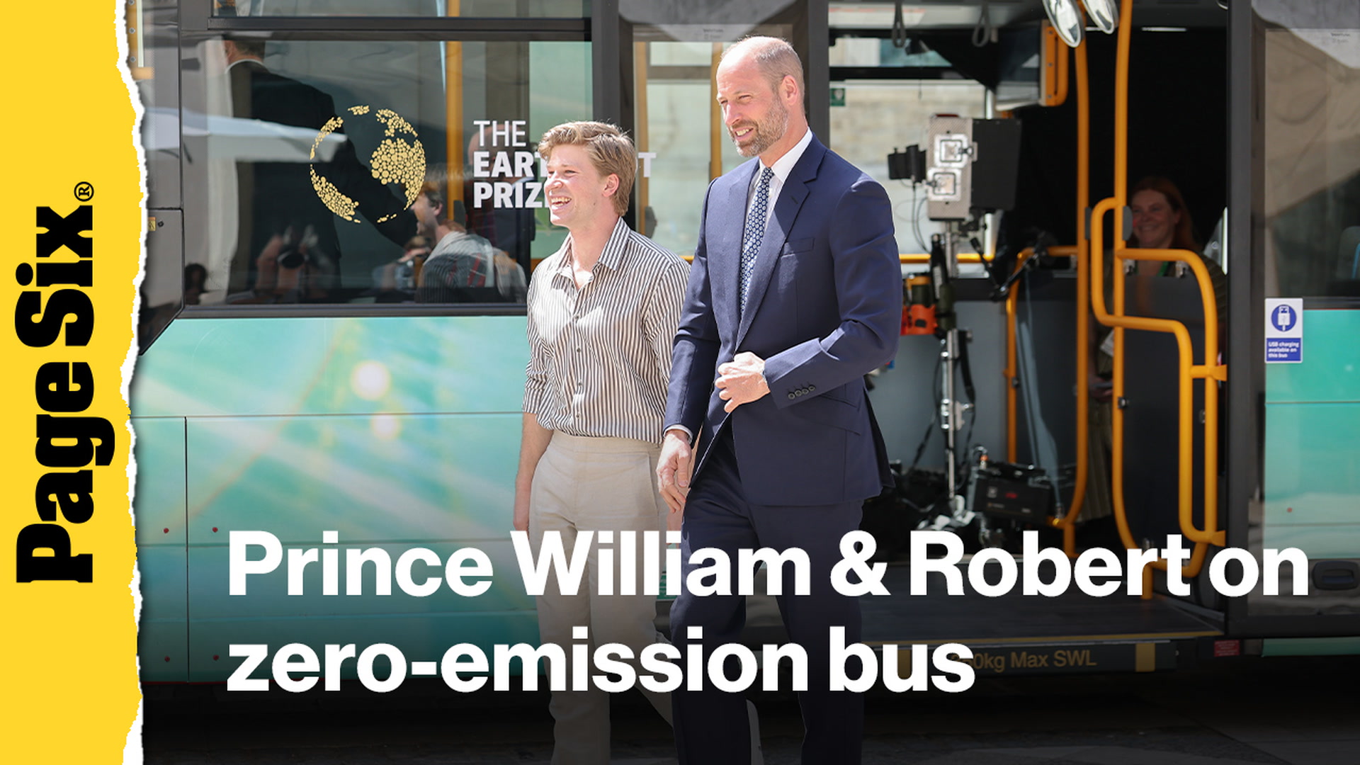 Video thumbnail for Prince William and Robert Irwin ride Earthshot branded zero-emission London bus