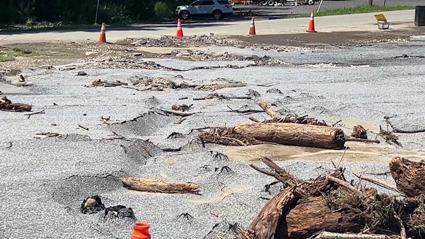 Video thumbnail for Flood from sudden downpour damages Putnam ski resort; rebuild in progress
