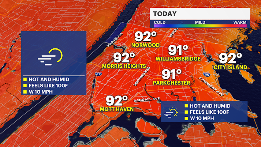 Video thumbnail for A hot and humid Sunday in the Bronx, big cool down in the 10-day forecast
