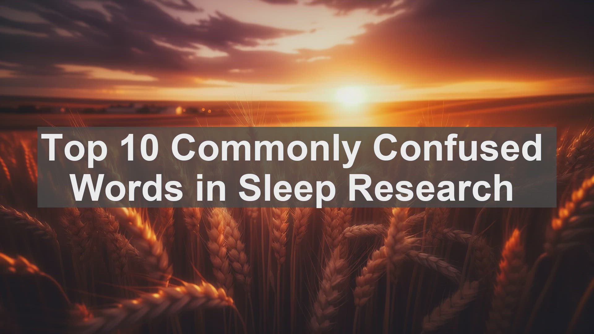 'Video thumbnail for Top 10 Commonly Confused Words in Sleep Research'