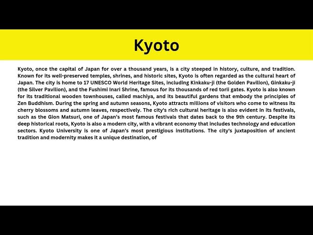 Video thumbnail for Short Paragraph on Kyoto