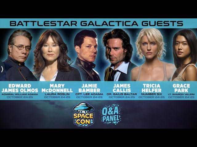 Video thumbnail for Battlestar Galactica Reunion Panel (20 Years Later) | Olmos, Bamber, Penikett, Callis, Park