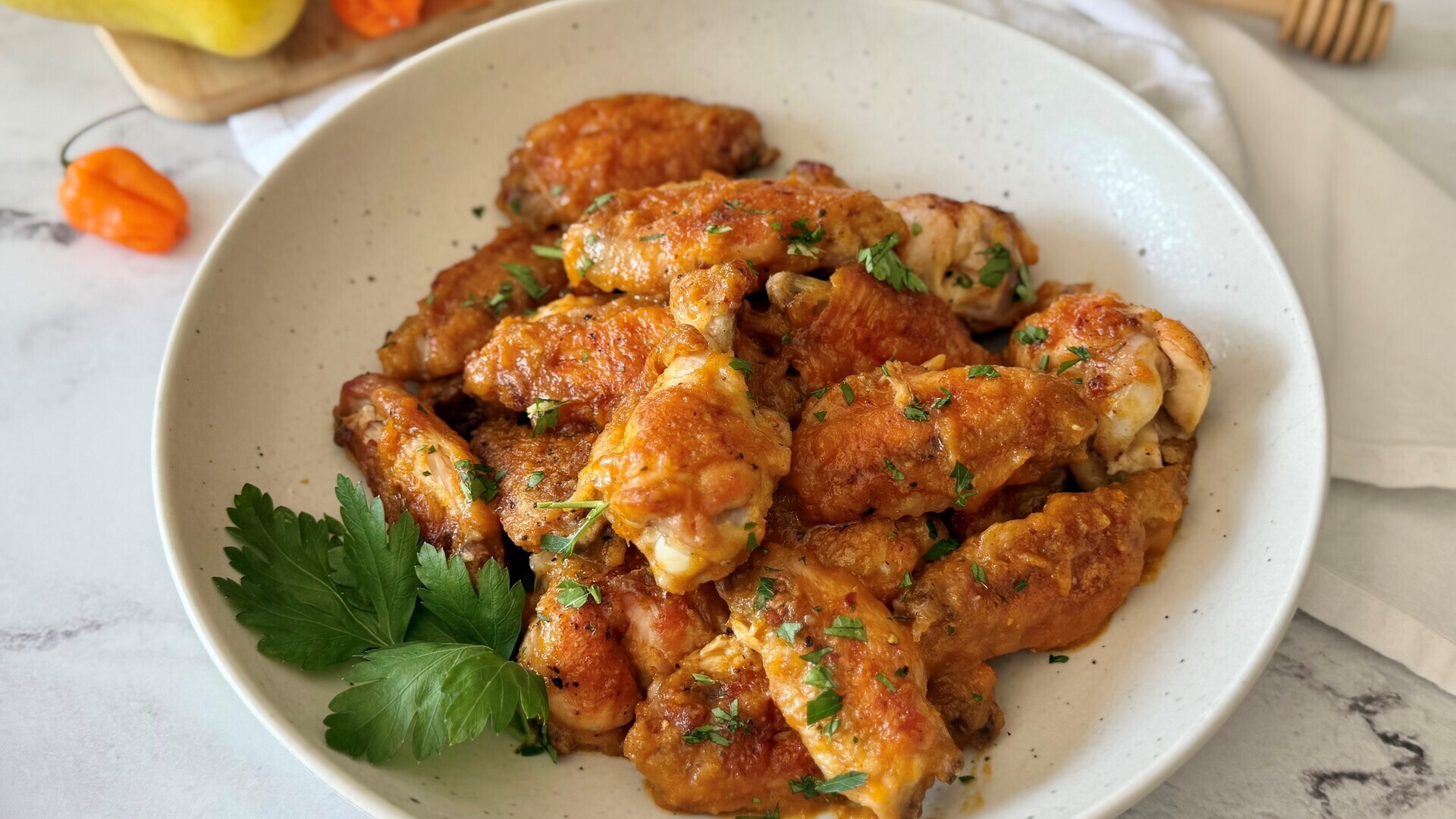 Video thumbnail for Fire Up The Grill For These Sweet And Spicy Mango Habanero Wings
