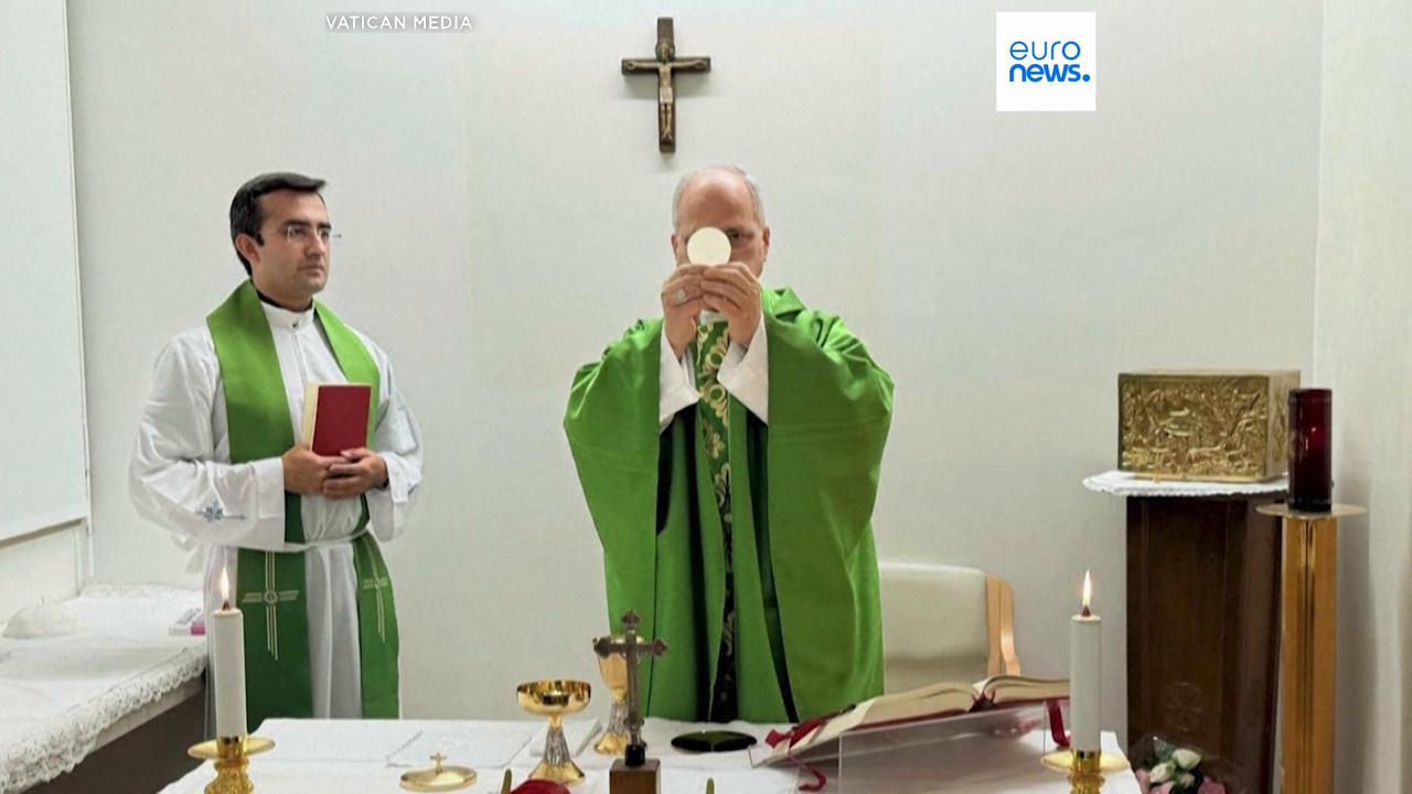 Video thumbnail for Vatican releases first photos of Pope Leo XIV after lung tumour surgery