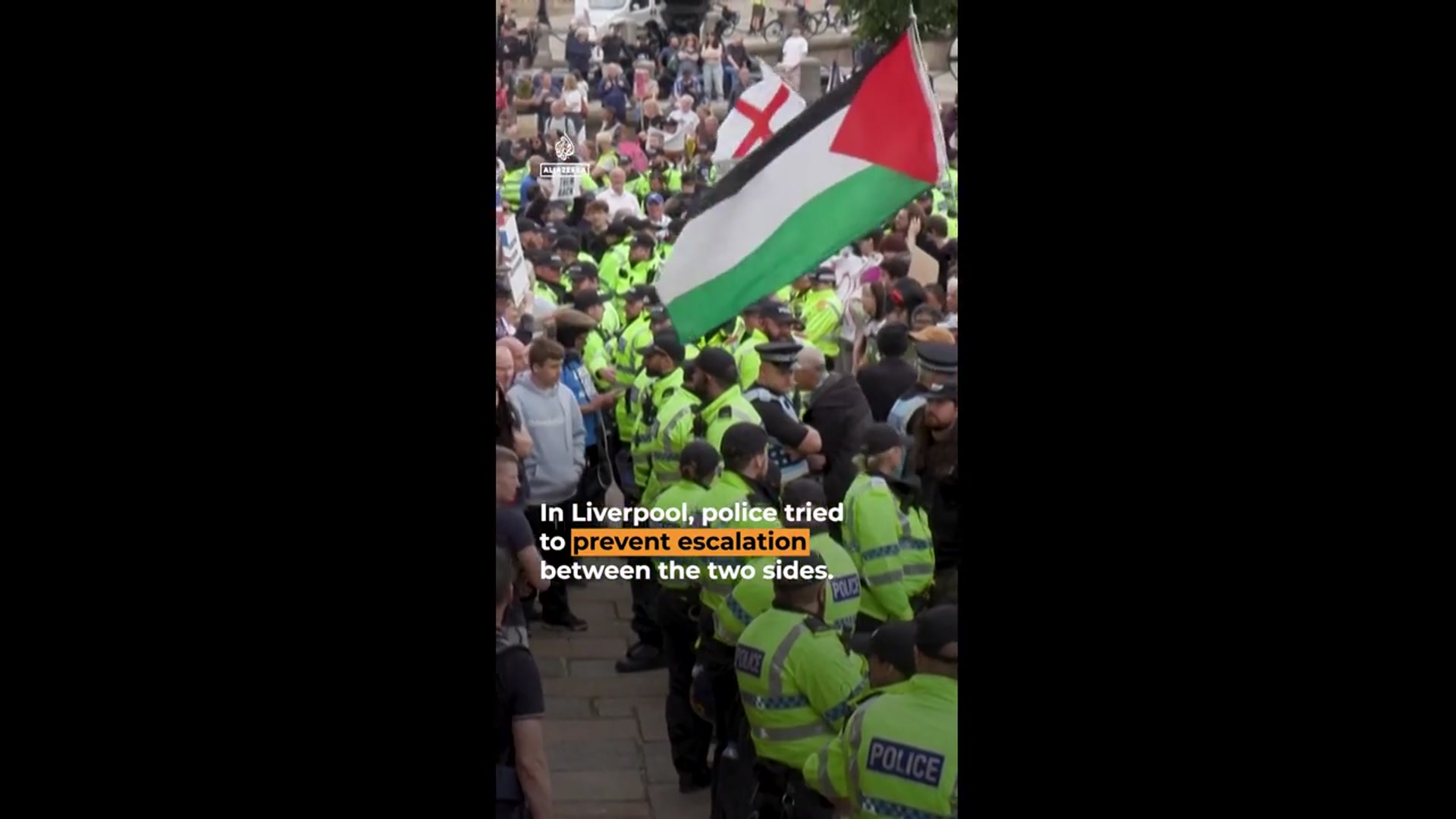 'Video thumbnail for Anti-refugee protesters in the UK rally against hotels for asylum seekers'