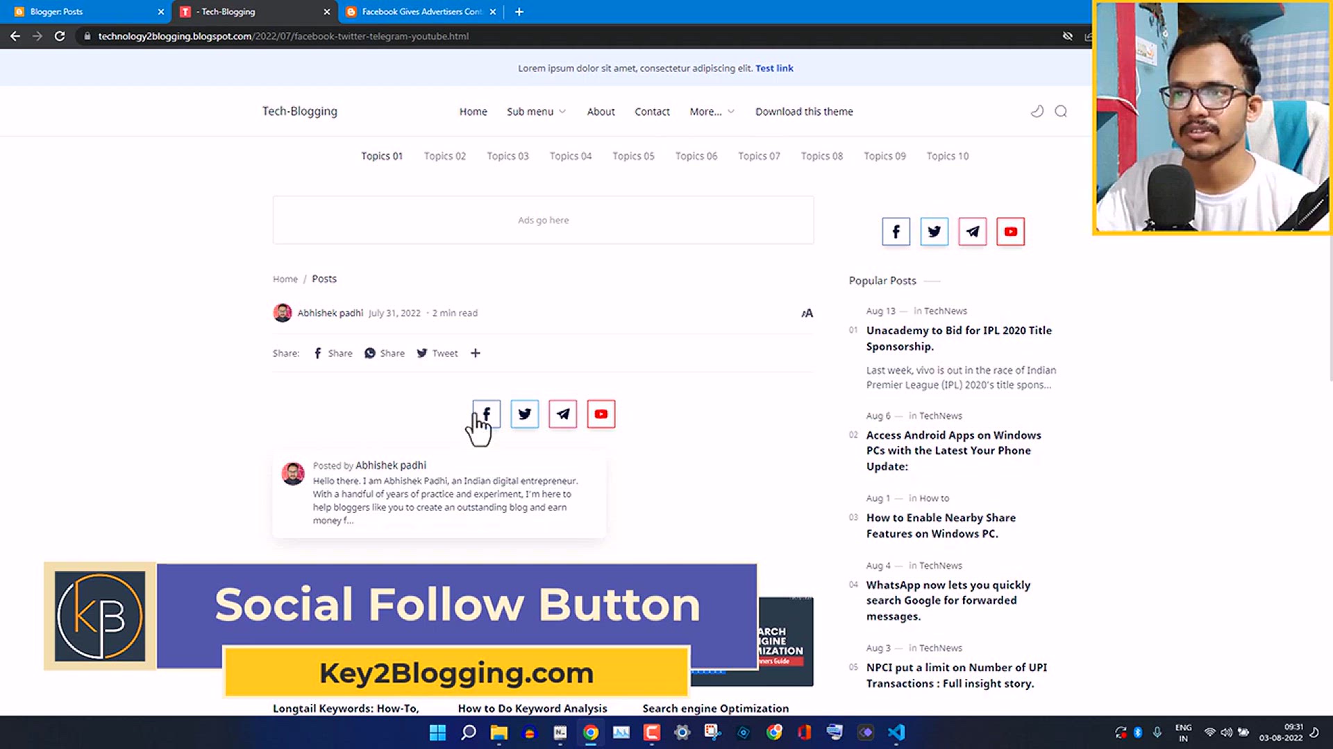 'Video thumbnail for How to Add social follow buttons In Blogger (Using HTML & CSS only)'