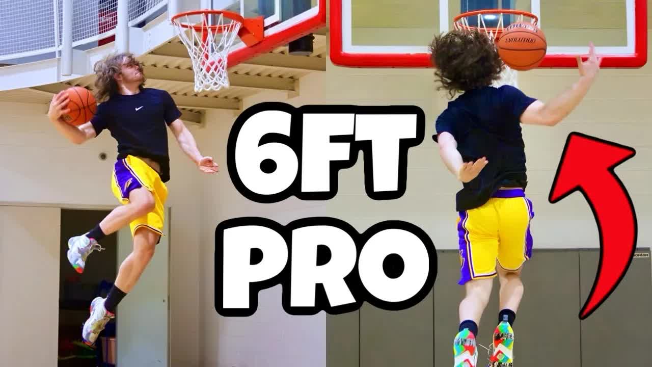 Video thumbnail for Travis Reynolds: basketball dunk training: fatigued jump day