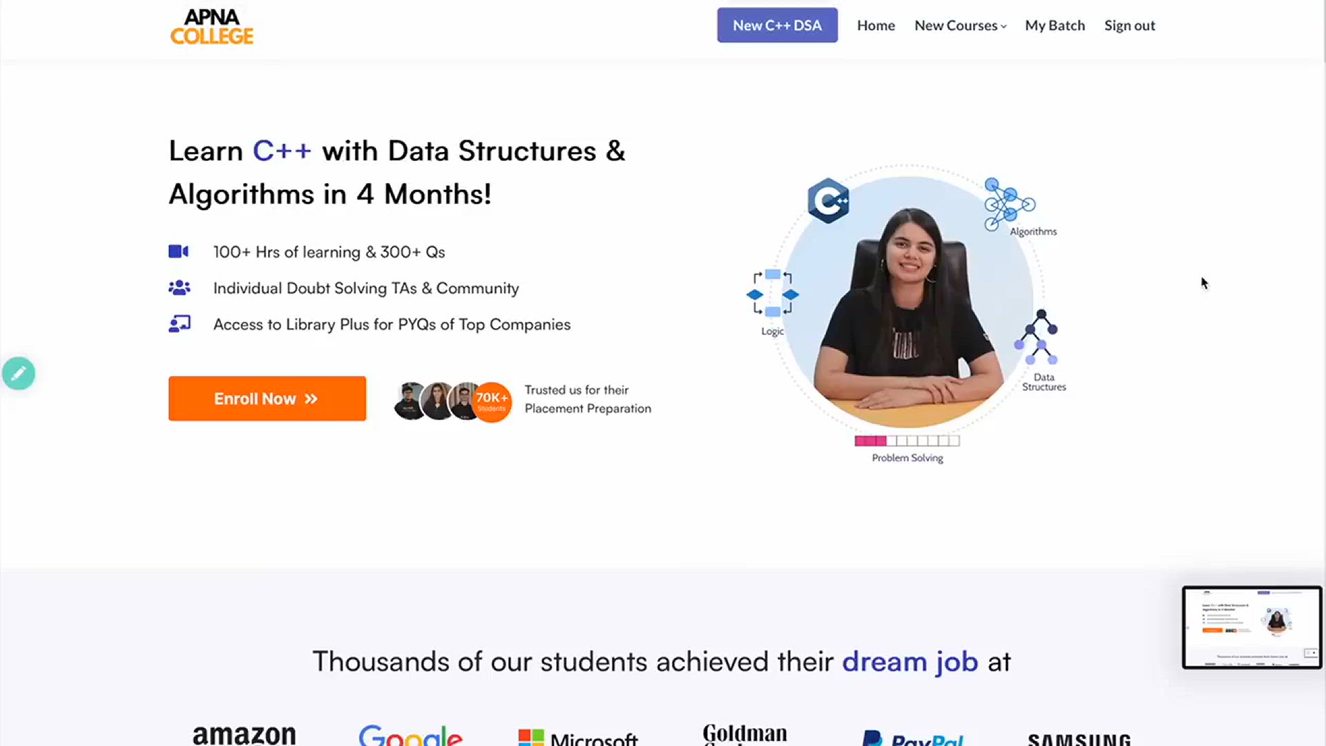 'Video thumbnail for QnA Session with Shradha Ma'am - DSA in C++ Placement Batch _ Starting from April'