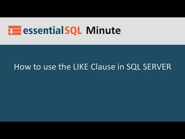 Video thumbnail for How to use the Like Operator in SQL | Essential SQL