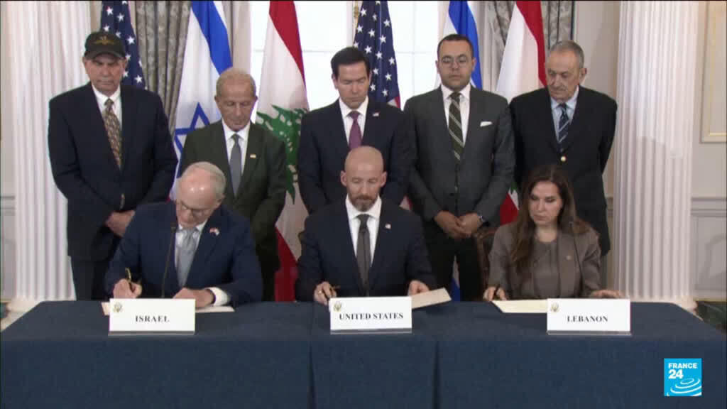 Video thumbnail for New US-Lebanon-Israel agreement signed