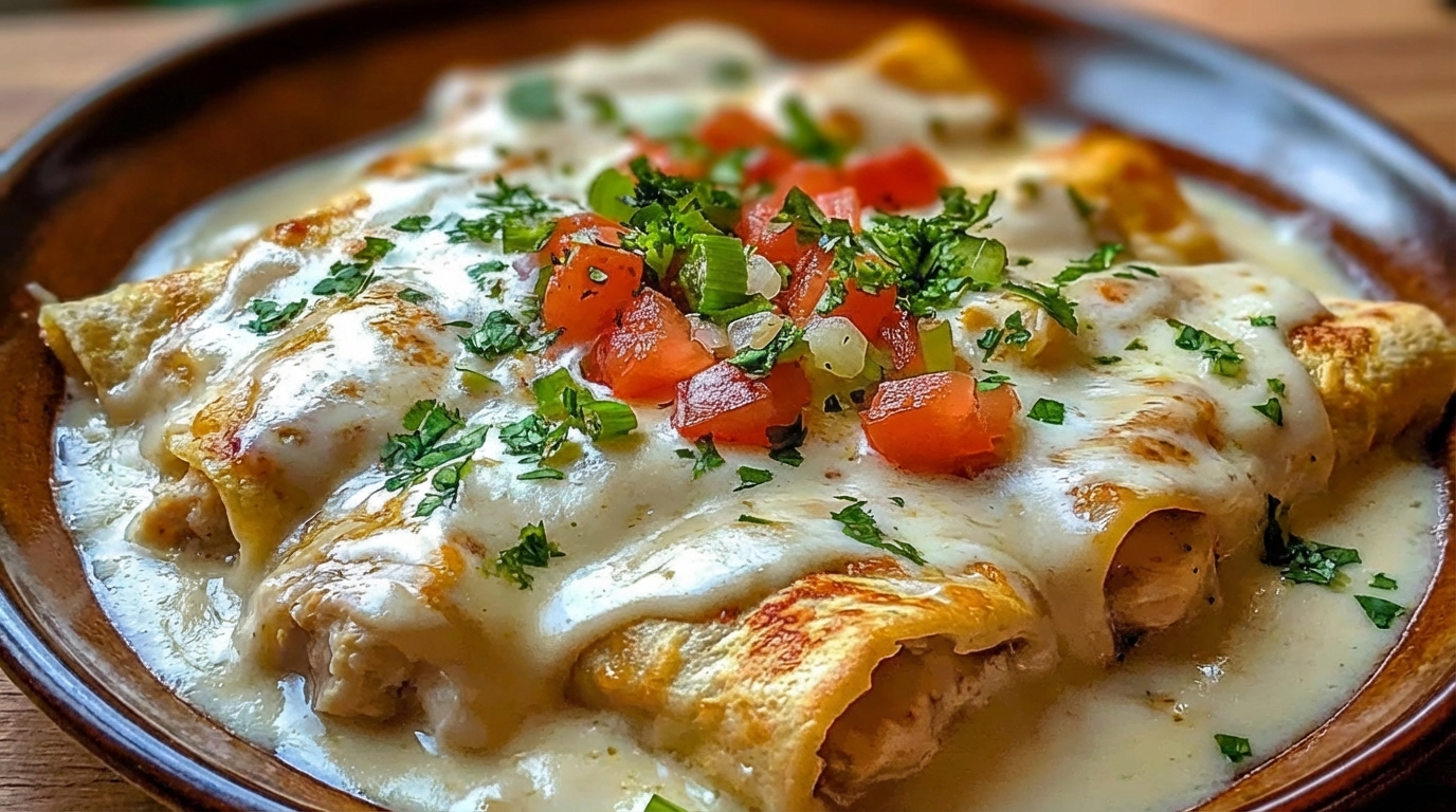 Video thumbnail for Chicken Enchiladas with Sour Cream White Sauce