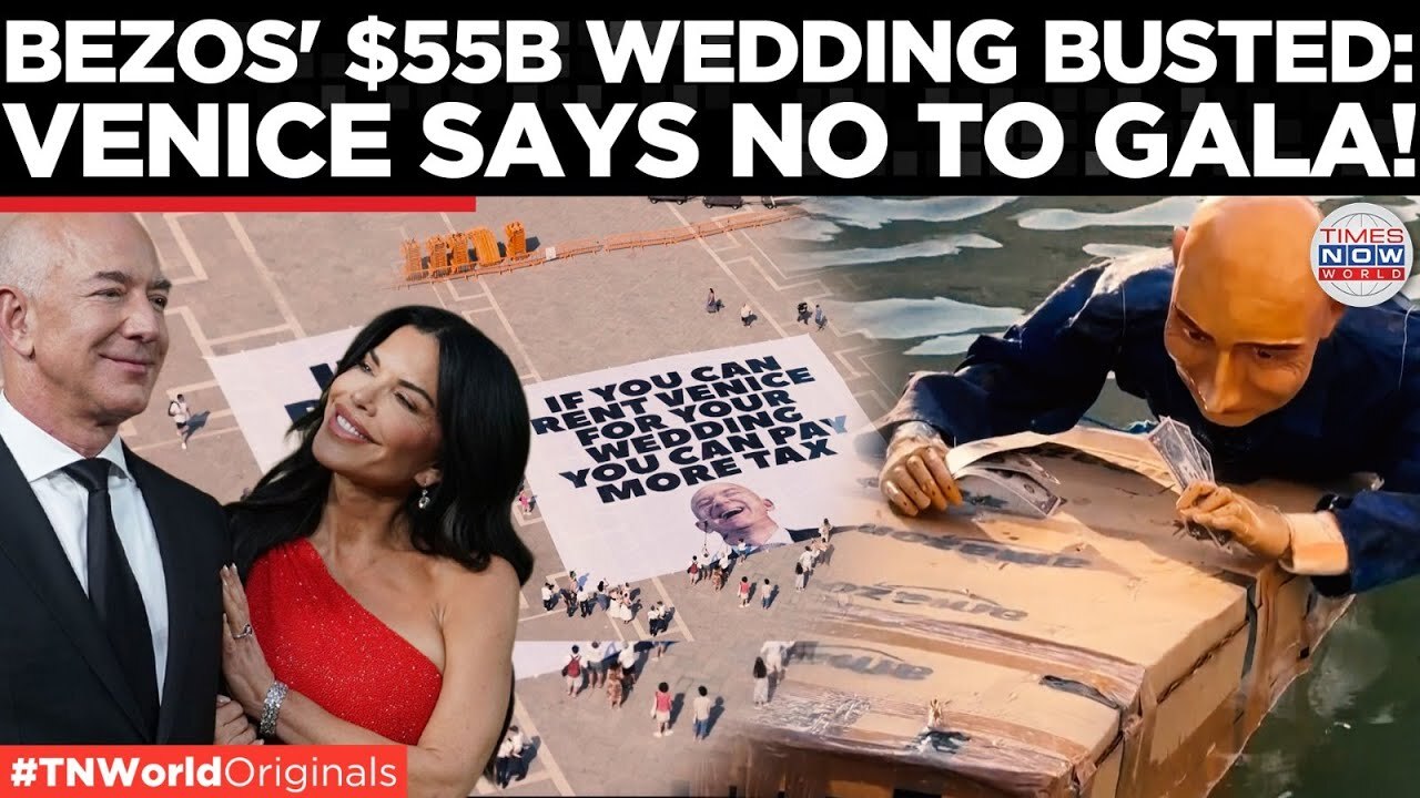 Video thumbnail for Venice Revolts! Jeff’s Star-Studded Wedding Shoved to City’s Edge by Angry Locals! | Times Now World