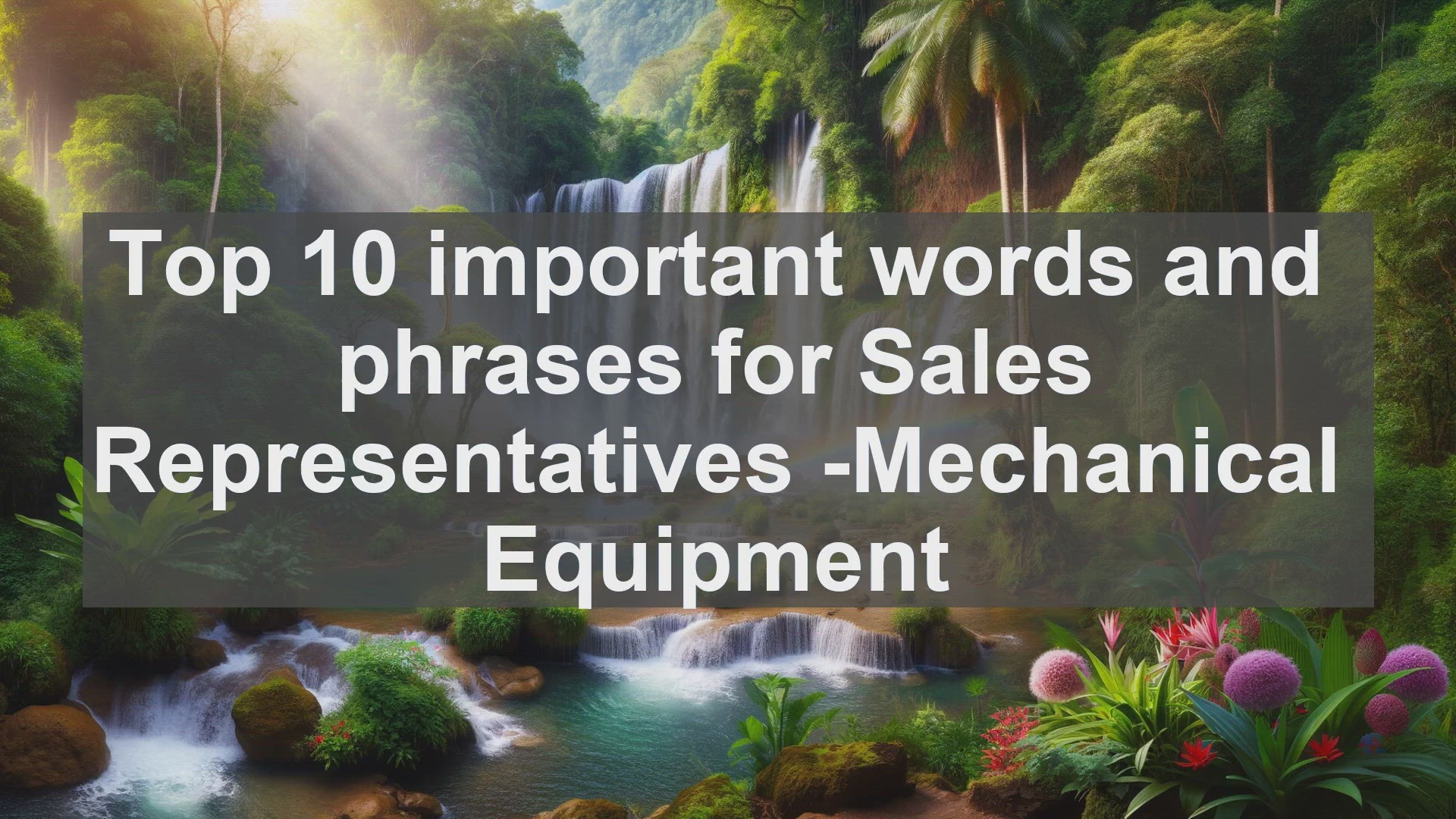 'Video thumbnail for Top 10 important words and phrases for Sales Representatives Mechanical Equipment'