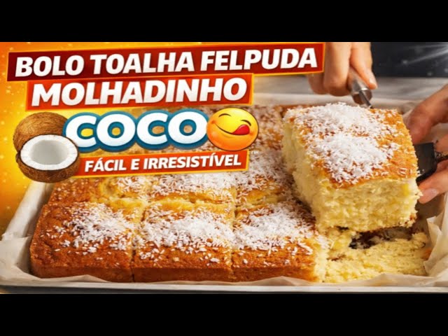 Video thumbnail for Bolo Toalha Felpuda Molhadinho com Coco 🥥 | Receita Fácil, Fofinha e Irresistível