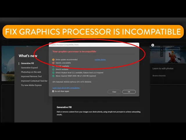 Video thumbnail for Your Graphics Processor Is Incompatible Error With Photoshop & Other Apps [Solved]