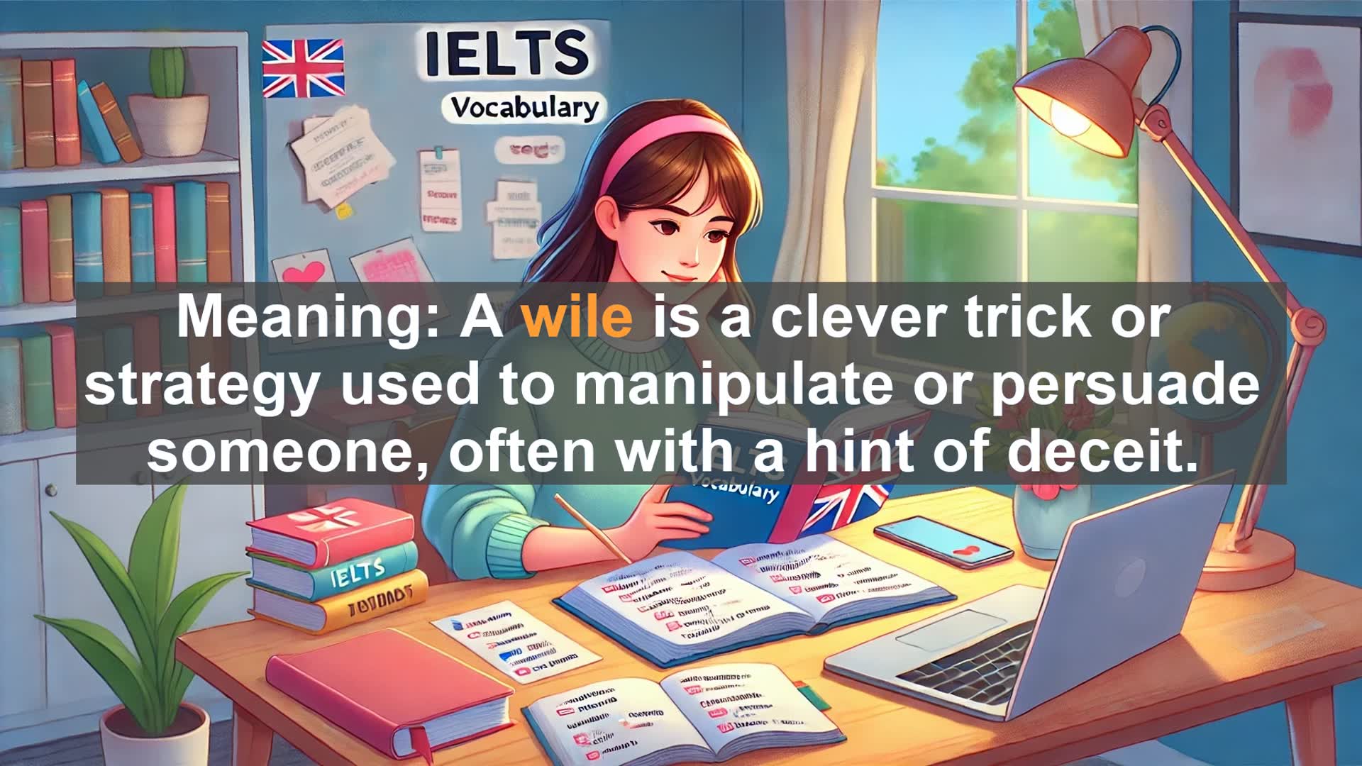 'Video thumbnail for 2000 Must Know IELTS 9.0 Vocabulary - Wile: The Art of Clever Trickery in Language'