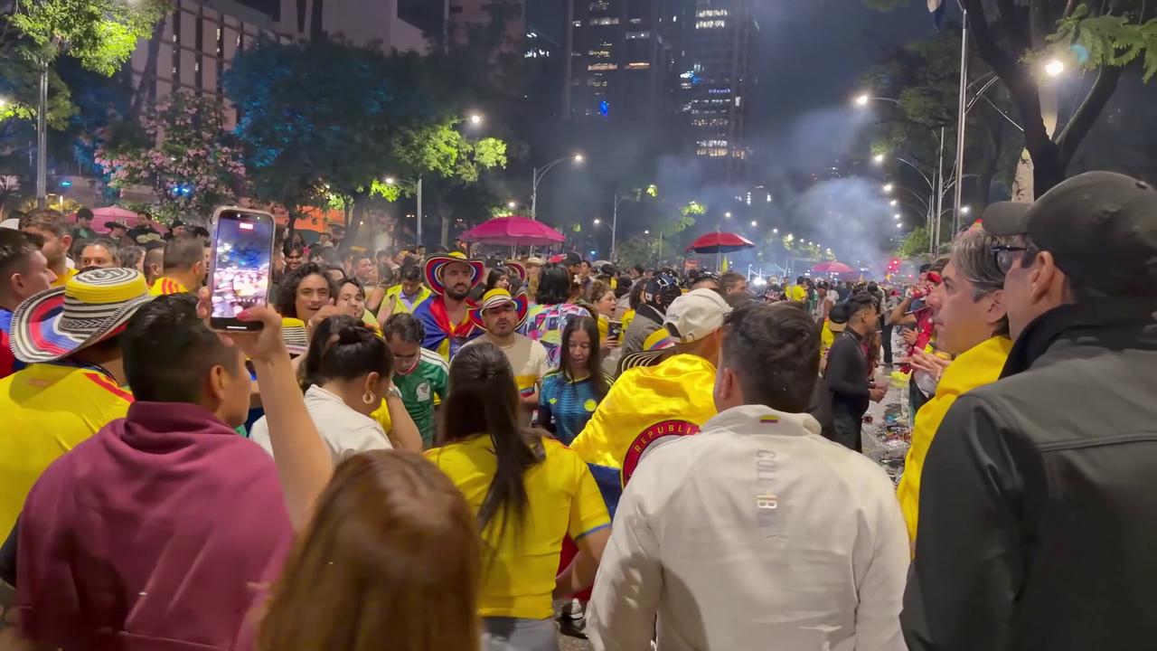 Video thumbnail for World Cup 2026 – Mexico: Colombian Fans Take Over Mexico City Monument After Opener Game.