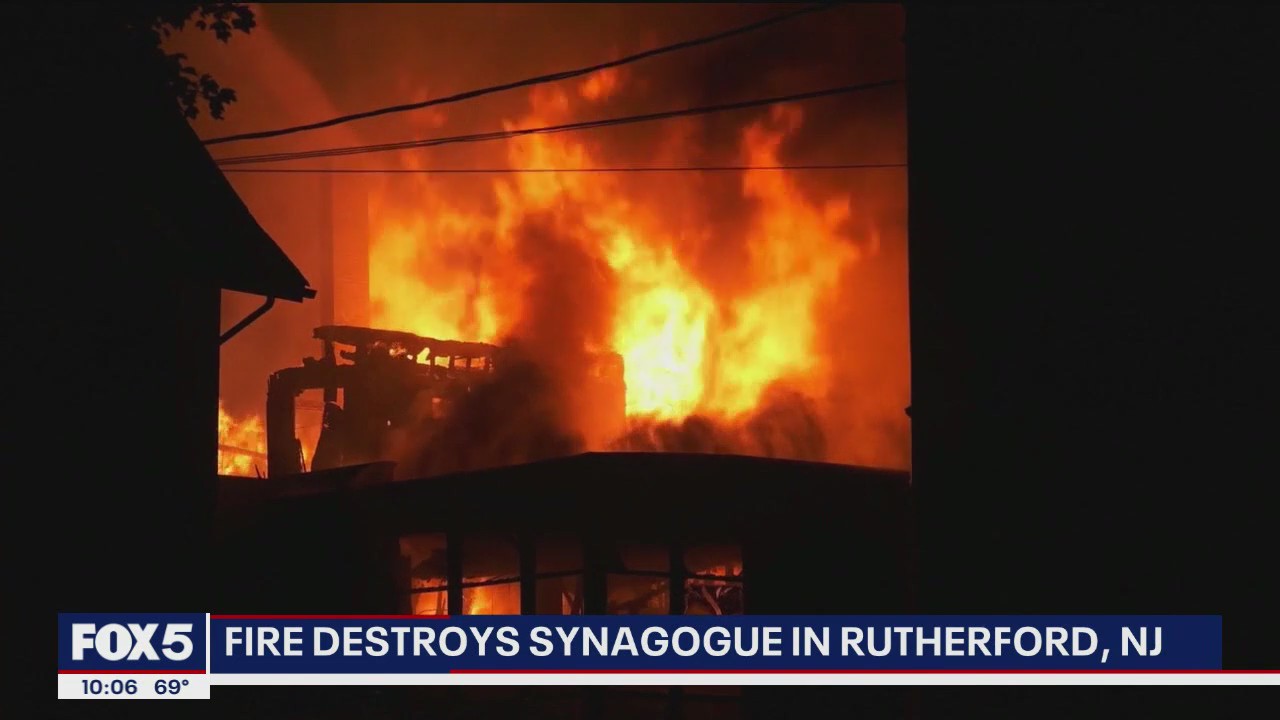 'Video thumbnail for Rabbi, family escape burning synagogue, a 'devastating' loss for NJ community'