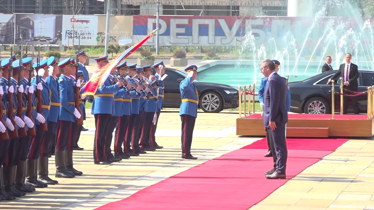 Video thumbnail for Serbia: Zelenskyy welcomed by Serbia's Vucic in Belgrade on first visit to Balkan nation.