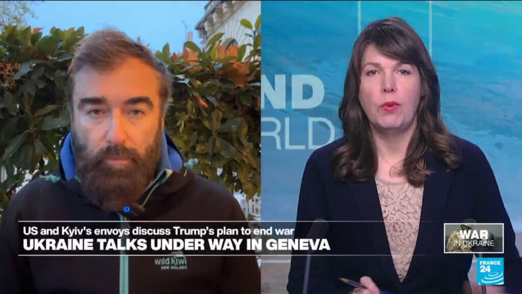 Video thumbnail for US, Ukrainian and European officials meet in Geneva for talks on peace plan