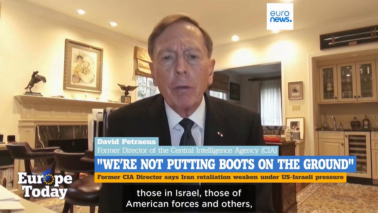 Video thumbnail for 'Europe’s participation in Iran war certainly a possibility,' ex-CIA boss Petraeus tells Euronews