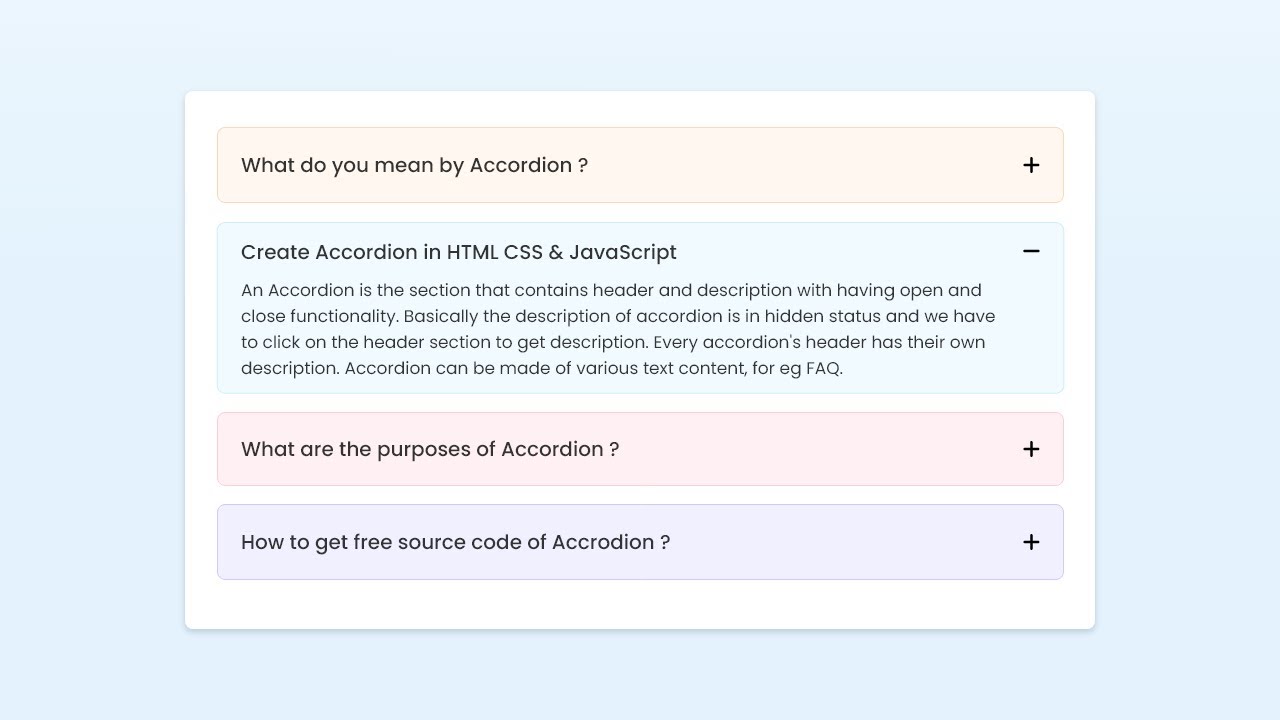 'Video thumbnail for How to create Responsive Accordion in HTML CSS & JavaScript'