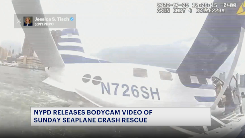 Video thumbnail for Seaplane rescue in East River captured on NYPD body cam