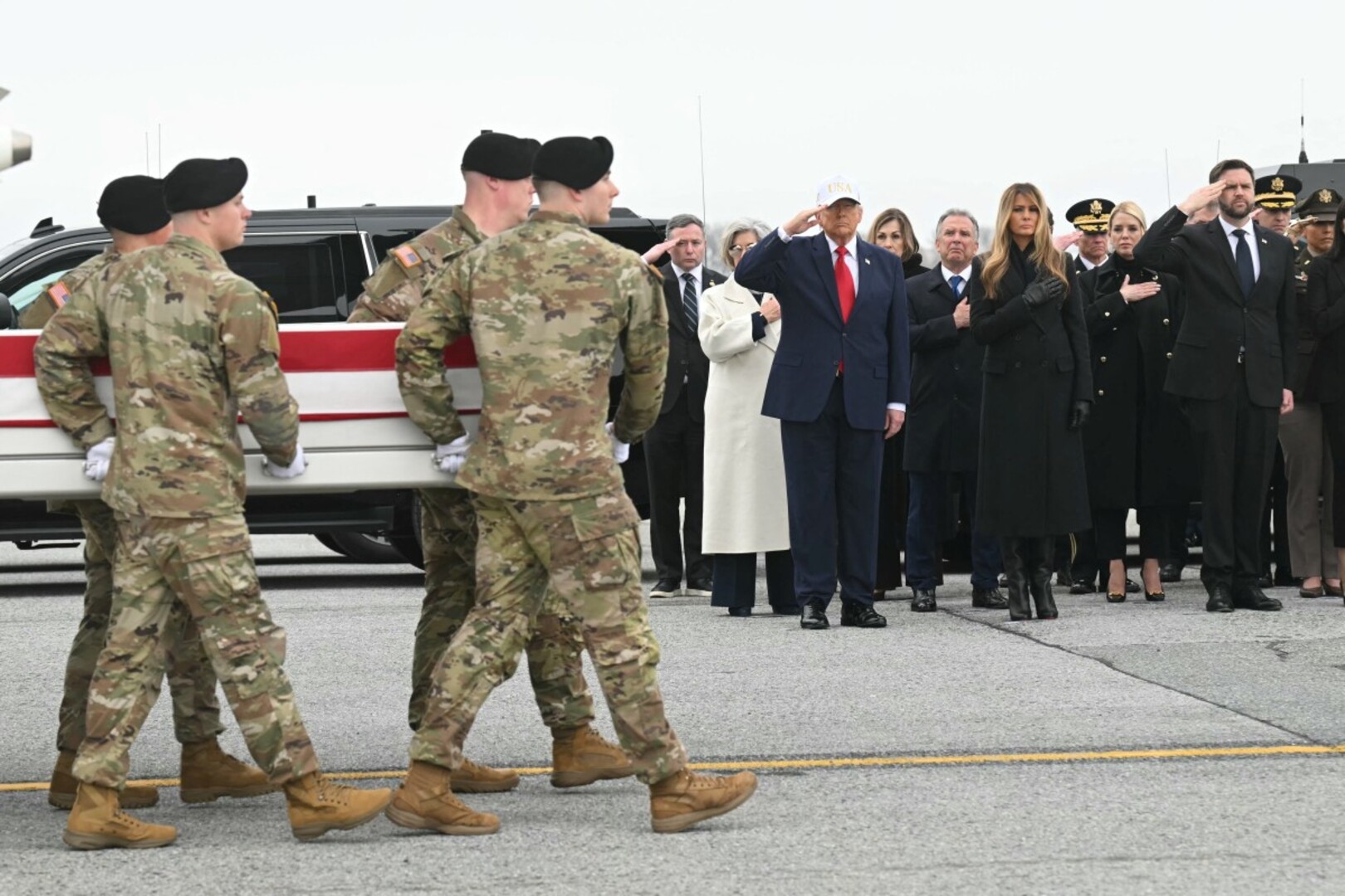 Video thumbnail for US soldiers' remains repatriated: First American casualties of Iran war returned home