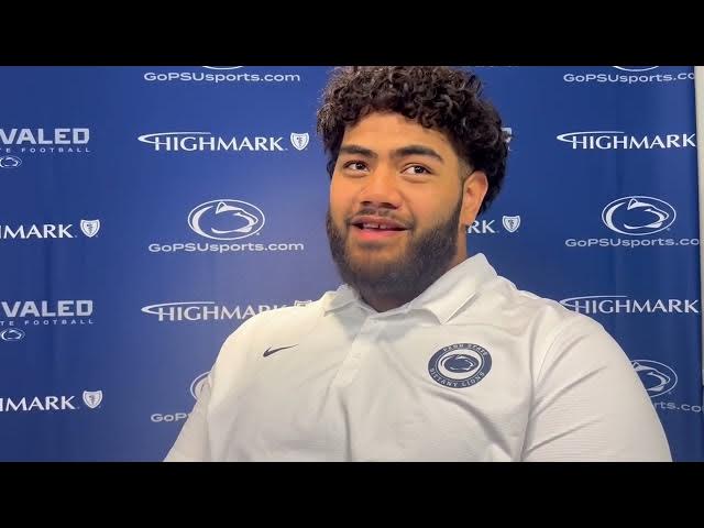 Video thumbnail for Penn State football: Vega Ioane explains viral pancake block against UCLA
