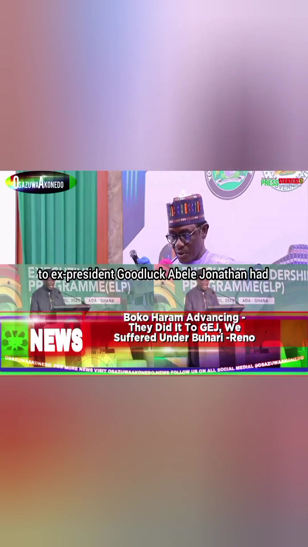 Video thumbnail for Boko Haram Advancing - They Did It To GEJ, We Suffered Under Buhari -Reno