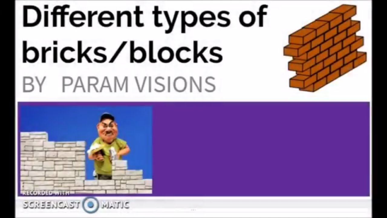 'Video thumbnail for Different types of bricks or blocks./Classification of bricks./Types of bricks based on raw material'