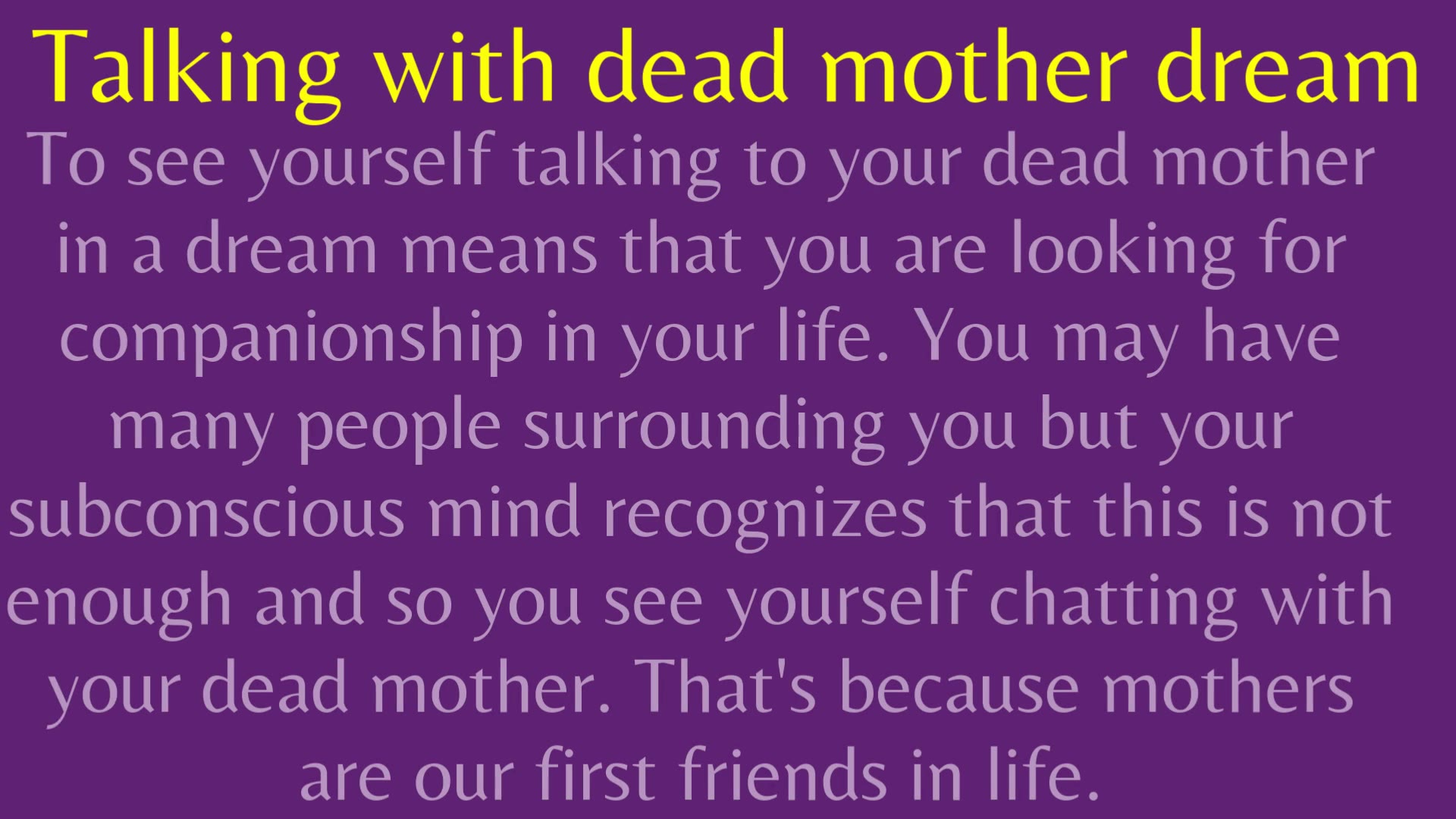 Video thumbnail for DREAM about DEAD MOTHER meaning