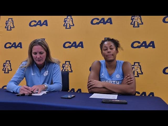 Video thumbnail for #UNC Coach Courtney Banghart and guard Indya Nivar after blowout victory at N.C.A&T