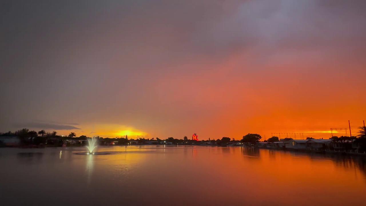 Video thumbnail for US: Lightning Strikes During Colorful Sunset in Hollywood, FL.