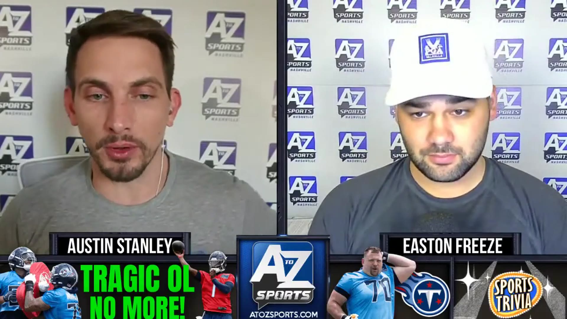Video thumbnail for a to z sports nashville: titans' offensive line flip? cam ward's future & expectations for the 2024 season