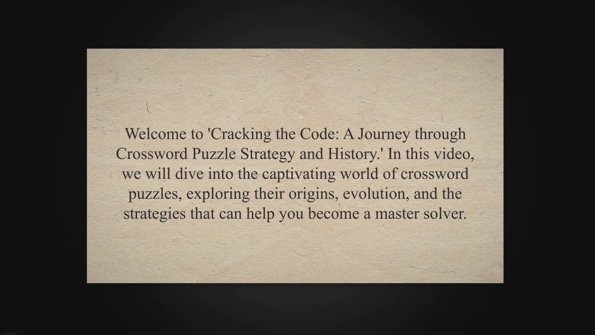 Video thumbnail for Cracking the Code: A Journey through Crossword Puzzle Strategy and History