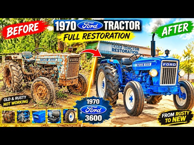 Video thumbnail for 1970 Ford Tractor Restoration | Full ASMR Rebuild From Rust to New | AS AI Restoration