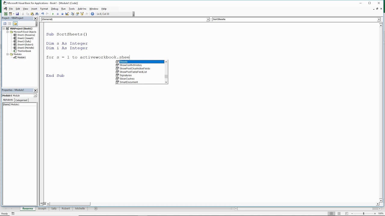 Video thumbnail for Sort Sheet Tabs Alphabetically - Excel Macro