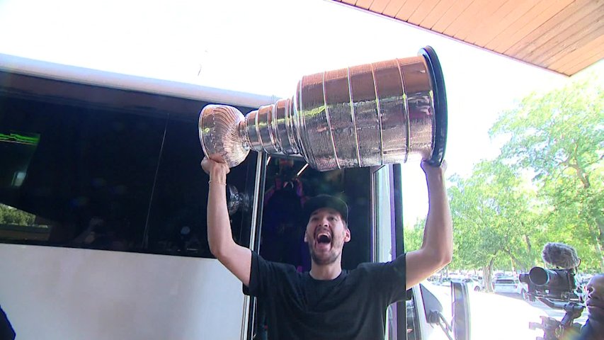 Video thumbnail for Sound Beach native Brandon Bussi brings the Stanley Cup to Long Island