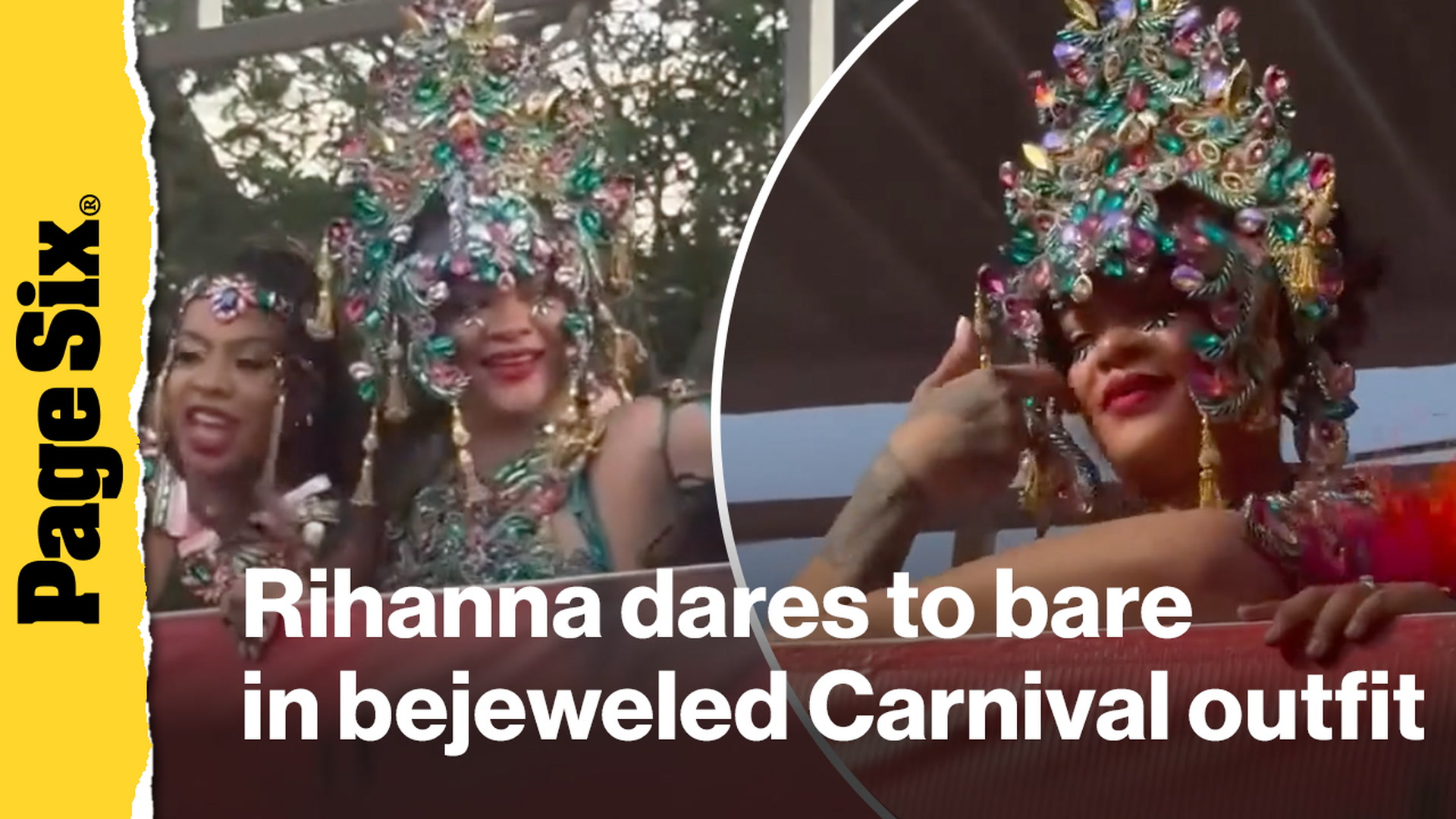 Video thumbnail for Rihanna dares to bare in bejeweled Carnival outfit at Barbados' Crop Over 2026