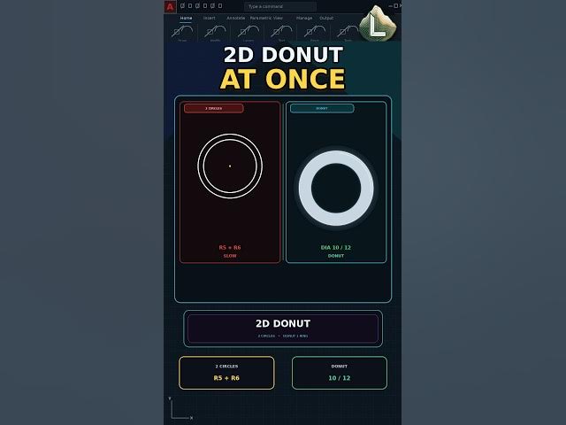 Video thumbnail for Draw a Donut in AutoCAD with DONUT #cadland #architecture #autocadblocks