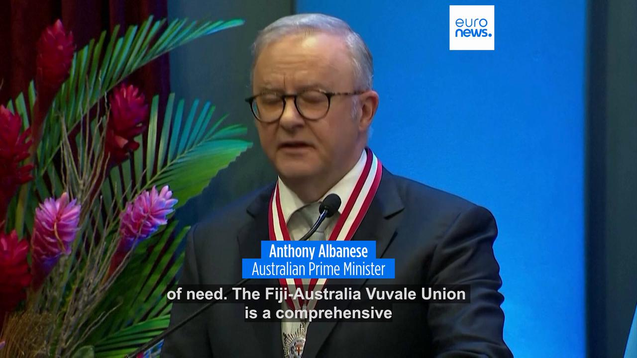 Video thumbnail for Australia and Fiji seal mutual defence pact in push to counter China in Pacific