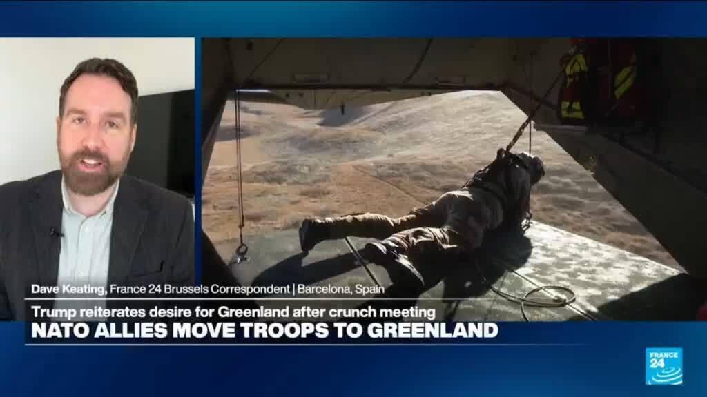Video thumbnail for NATO allies move troops to Greenland in European military mission