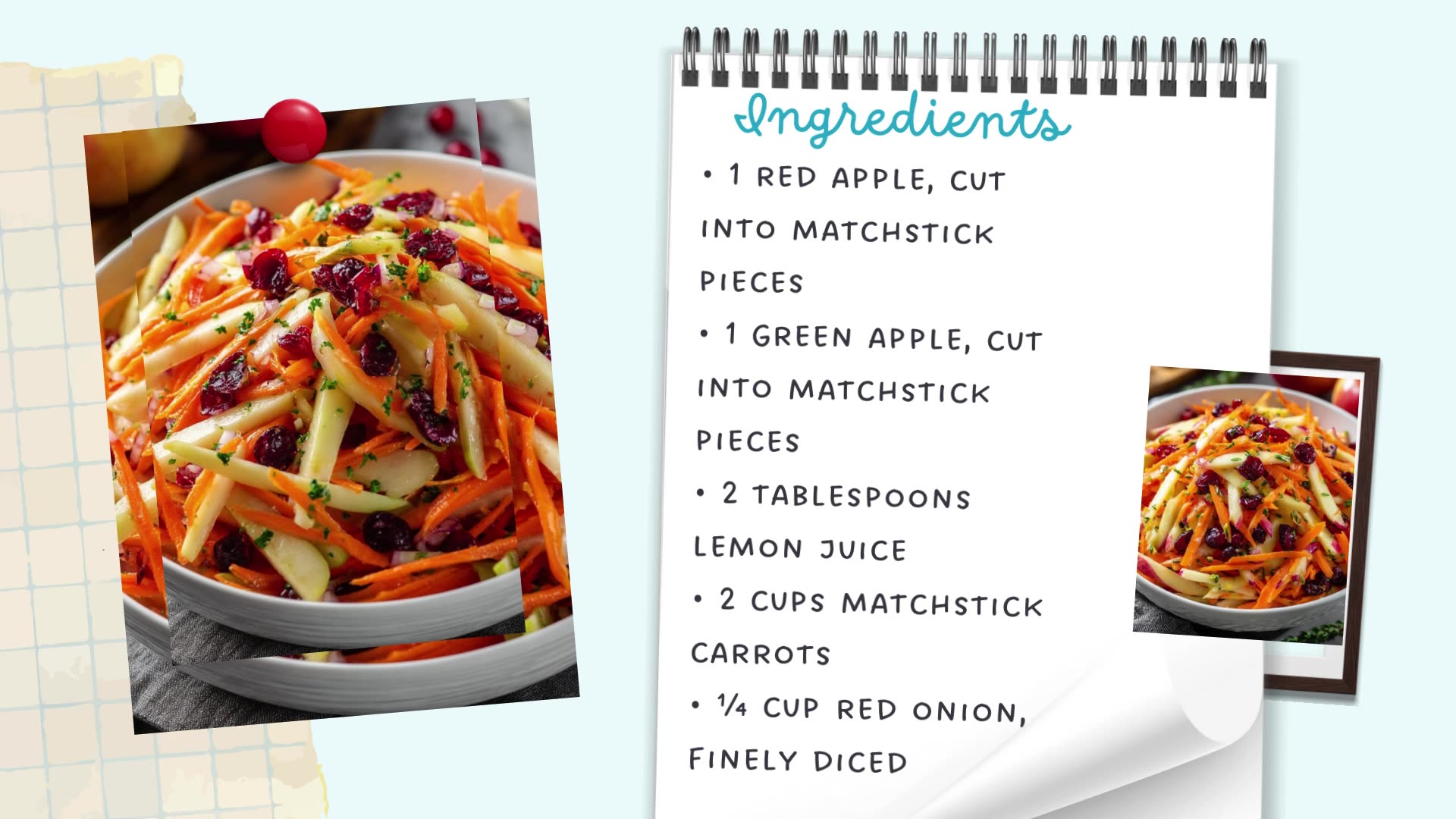 Video thumbnail for Refreshing Apple Cranberry Carrot Salad – Crisp, Colorful & Wholesome