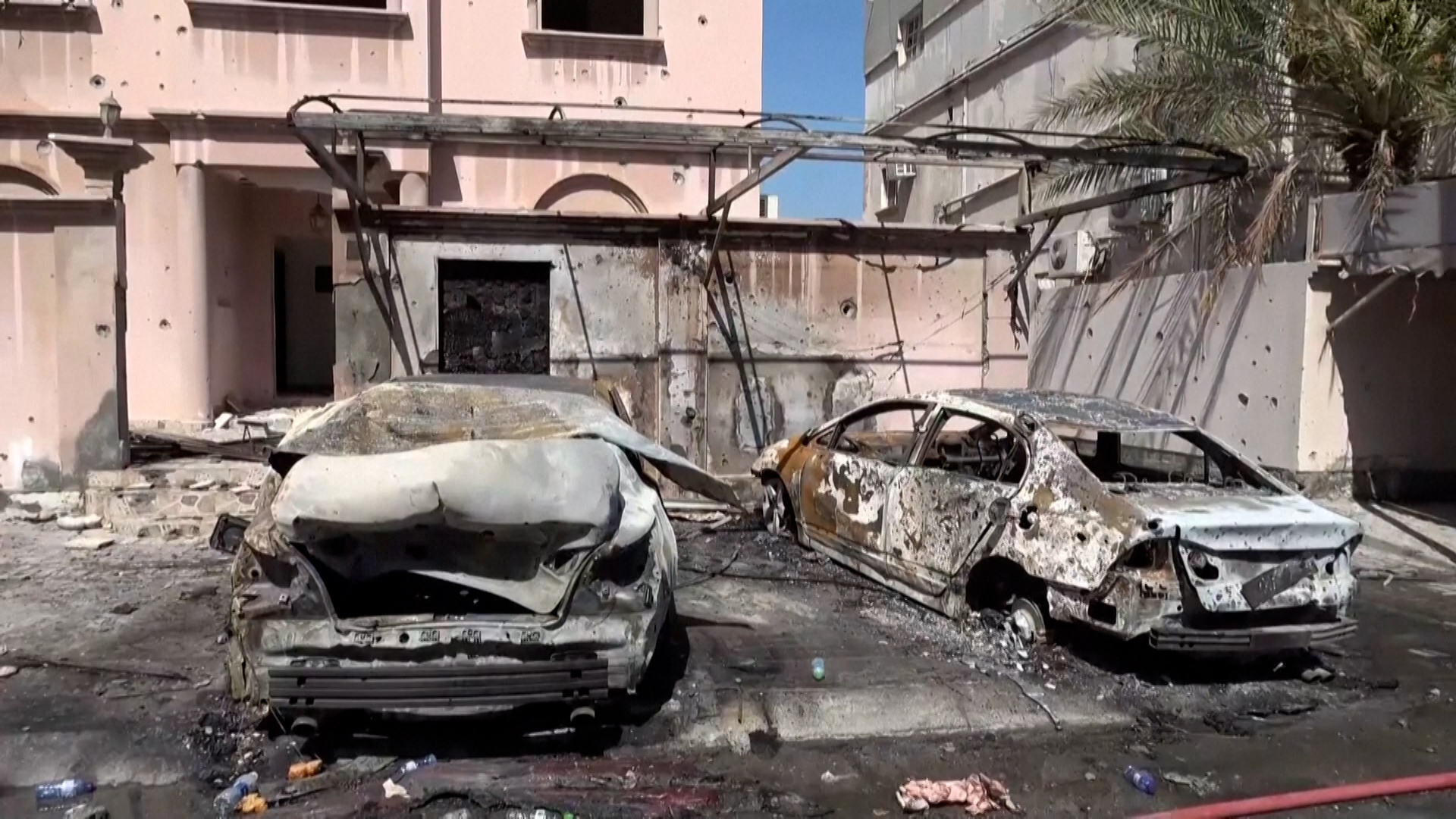 Video thumbnail for Bahrain releases footage of damage caused by intercepted Iranian drones