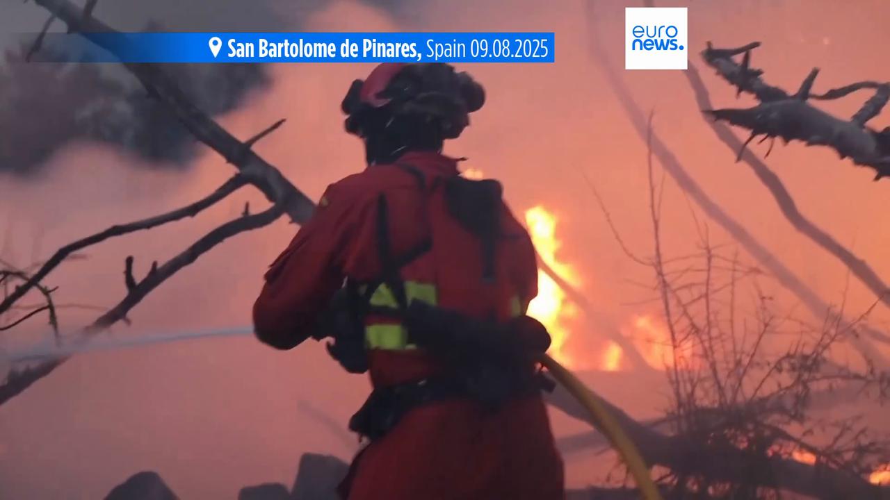'Video thumbnail for Wildfires rage across southern Europe amid record temperatures'