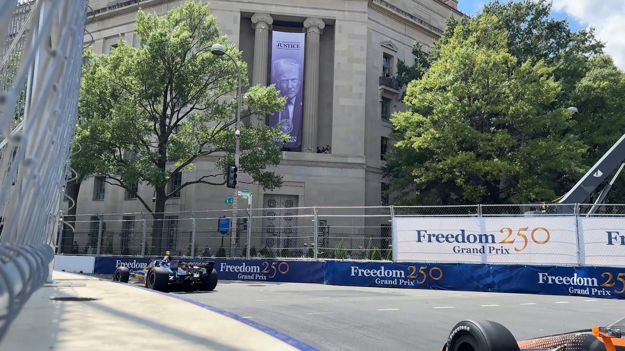 Video thumbnail for US: Trump launches IndyCar's first-ever race through Washington streets.