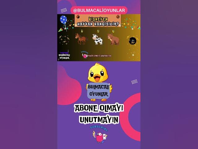 Video thumbnail for HAYVANLARI VE SESLERİNİ BUL PUANLARI TOPLA ŞAMPİYON OL #14 #bulmacaoyunları  #oyunlar #hayvanlar