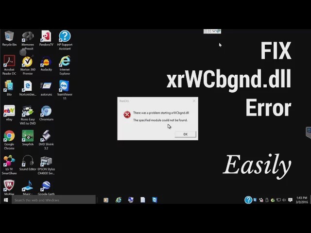 Video thumbnail for How to Fix XrWcbgnd.dll Error at Windows Startup