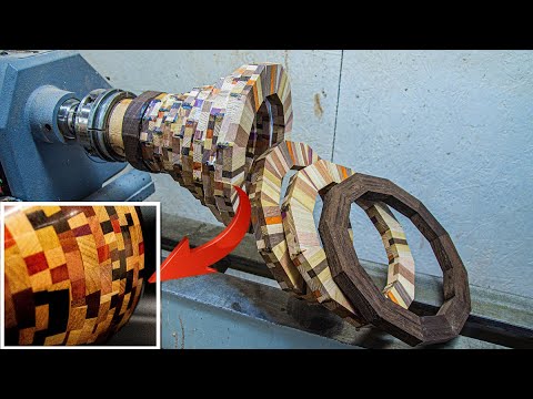 Video thumbnail for Woodturning - Segmented Chaos Vase (~1500 pieces)